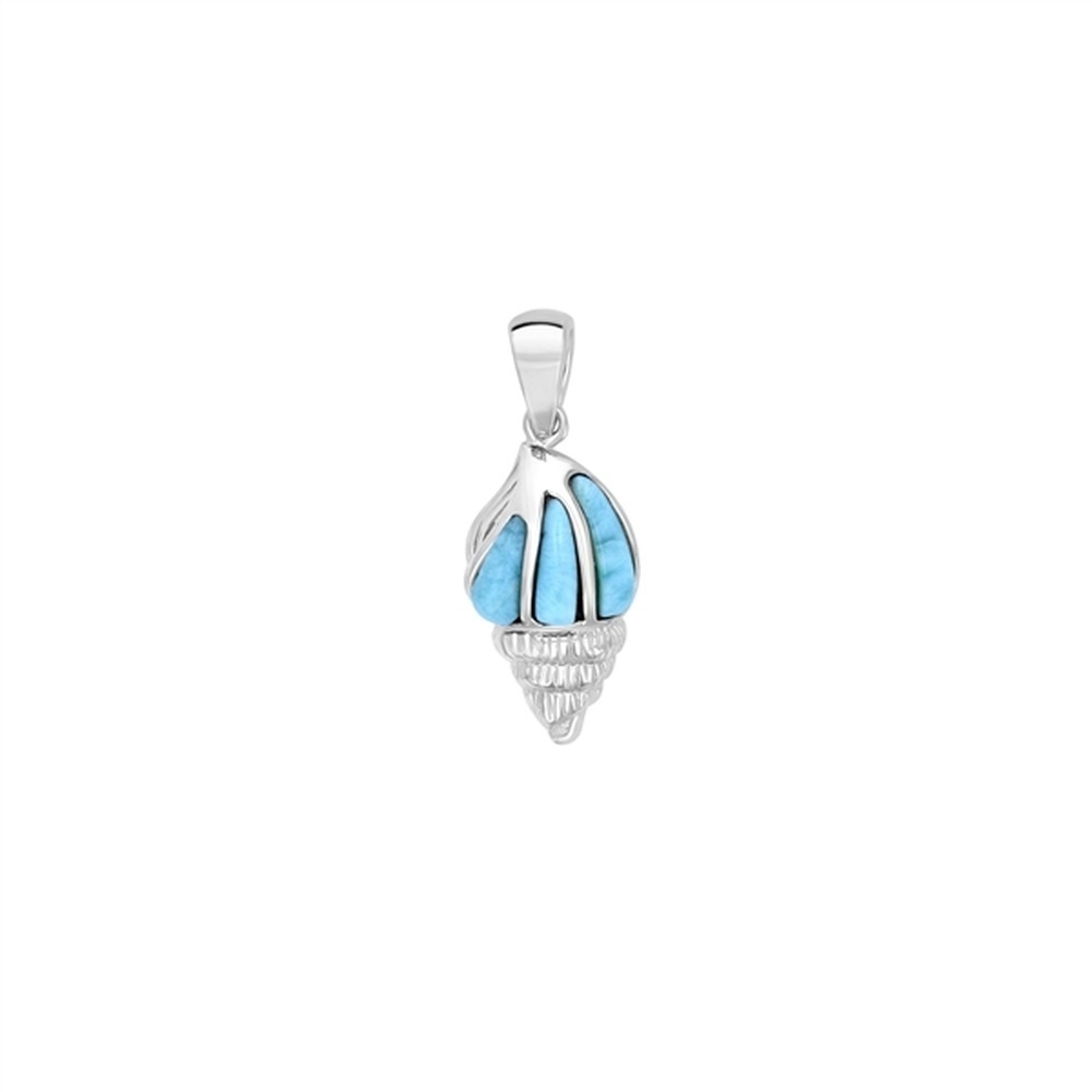 925 Sterling Silver Larimar Cone Shell Pendant 2 gm